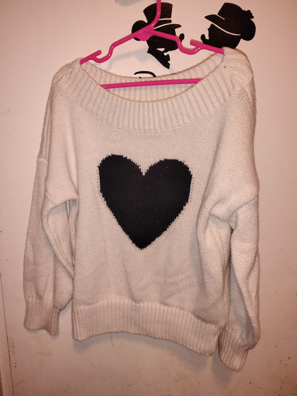 Cozy Cream Sweater with Black Heart - Kid Sweater